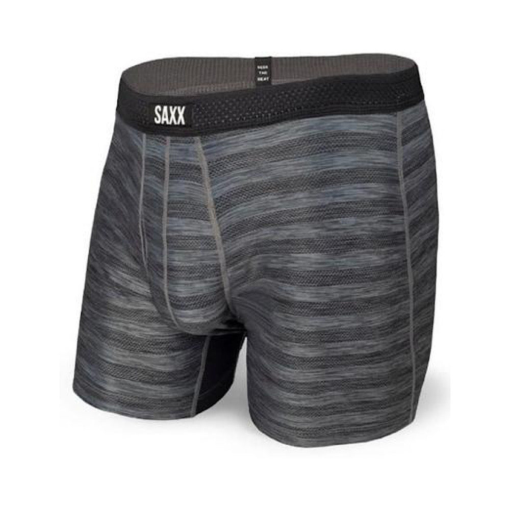 SAXX HOT SHOT BOXER BRIEF FLY - BLACK HEATHER